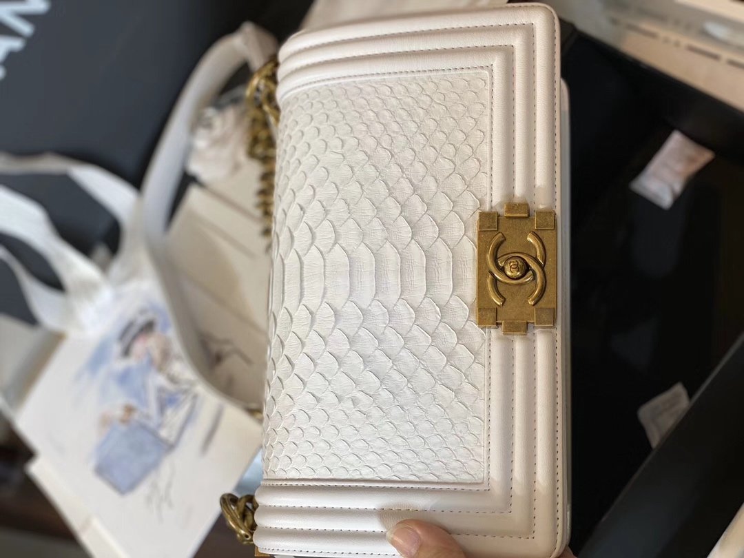  Replica Boy Chanel Bag South African Python Skin with Imported Sheepskin 008