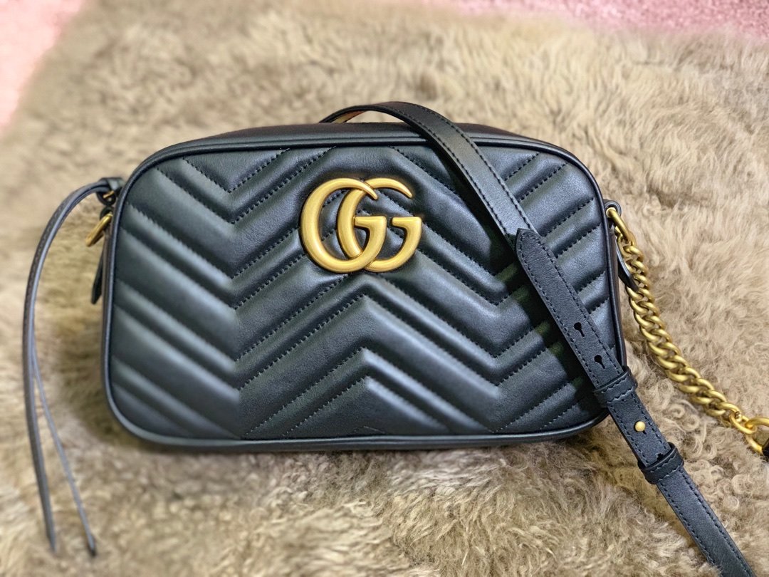 1:1 Replica Gucci 447632 GG Marmont Small Matelasse Shoulder Bag Black