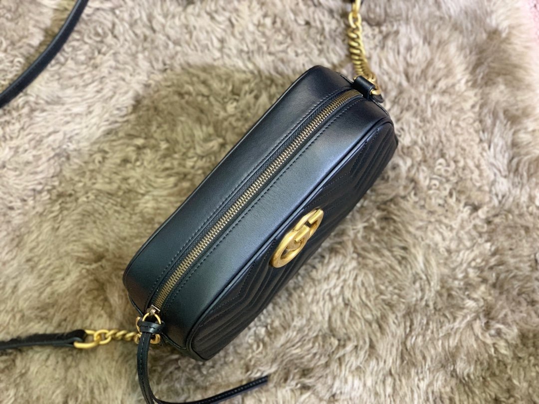 1:1 Replica Gucci 447632 GG Marmont Small Matelasse Shoulder Bag Black