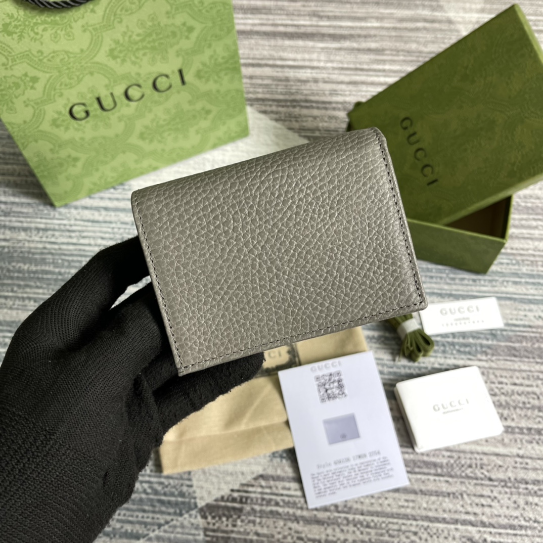 2021 Christmas Gucci 456126 Women GG Marmont Card Case Wallet Gray For Ladies