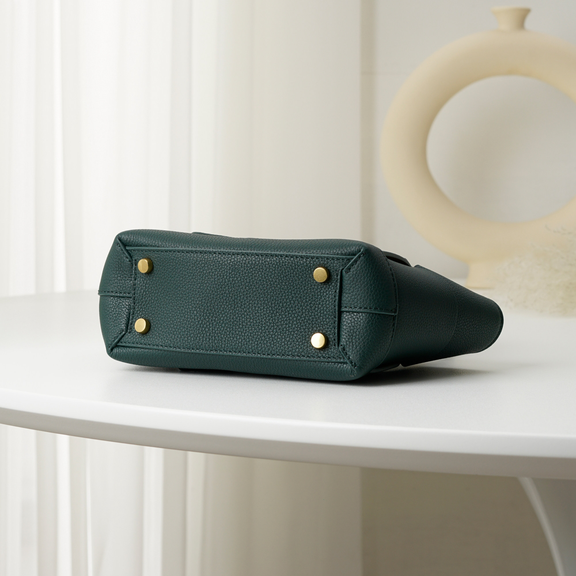 2021 Latest Bottega Veneta Dark Green Mini Intrecciato Arco Tote Ntrecciato-Woven Grained Goatskin