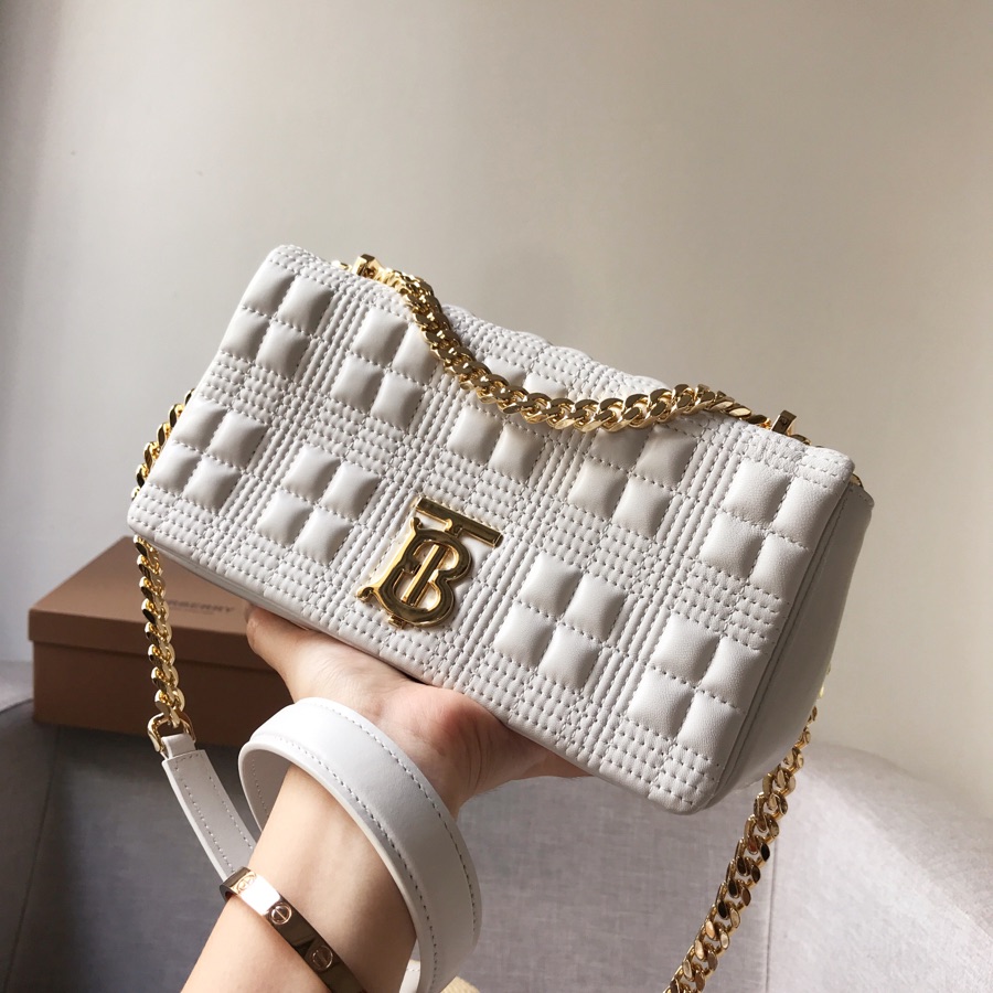 2021 Limited Burberry Small Quilted Lambskin Lola Bag White Copy