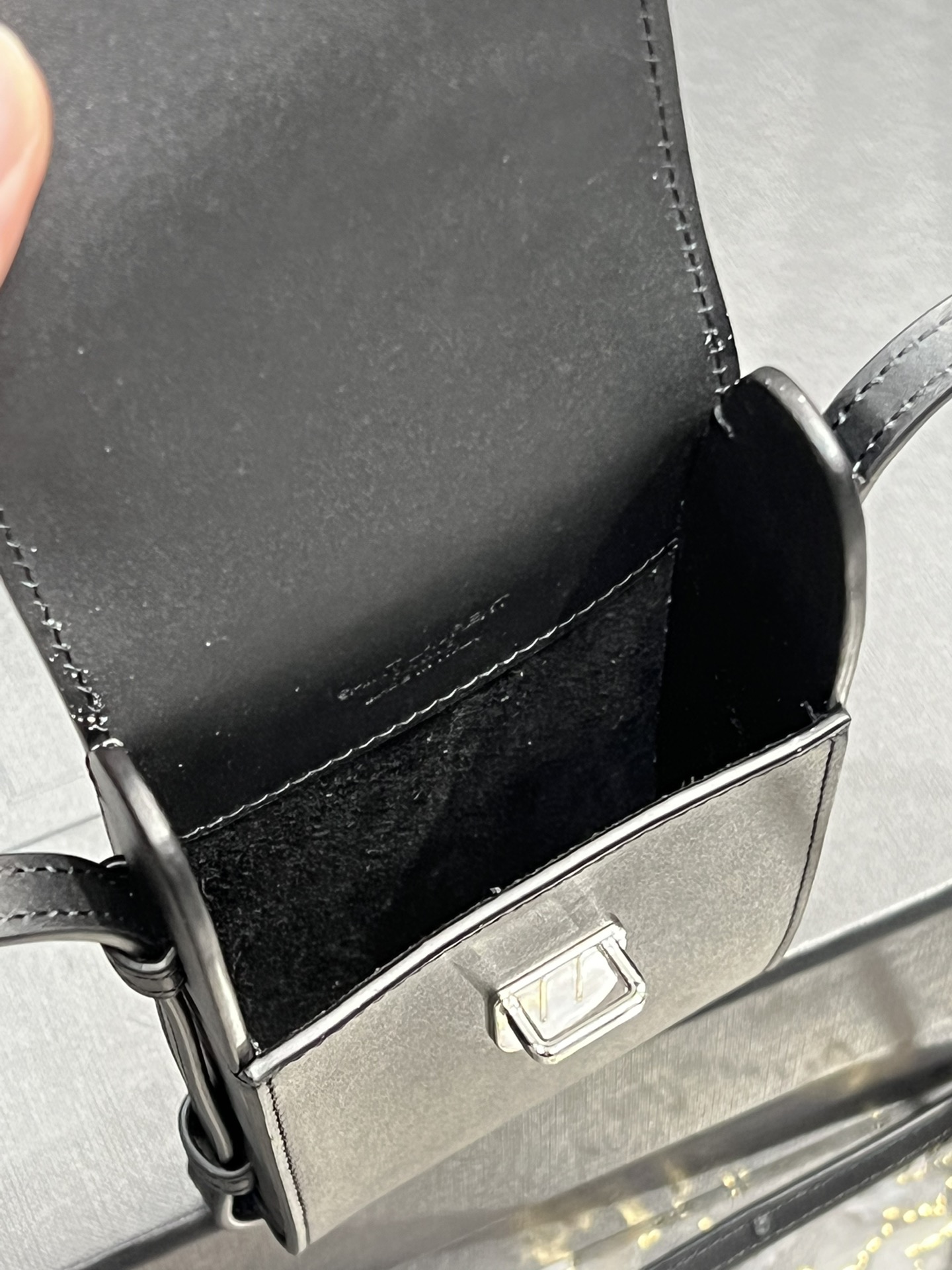 2021 New Style Copy Saint Laurent Leather Phone Holder Small Bag Black In UK