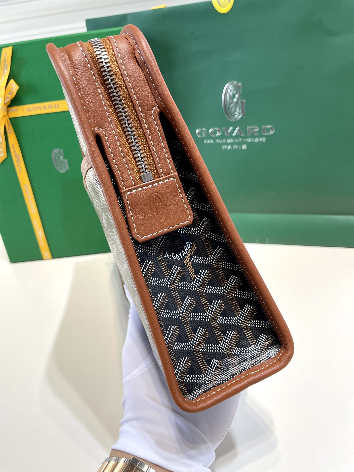 2021 New Style Goyard Jouvence Toiletry Pouch GM Top Quality Copy Black with Tan