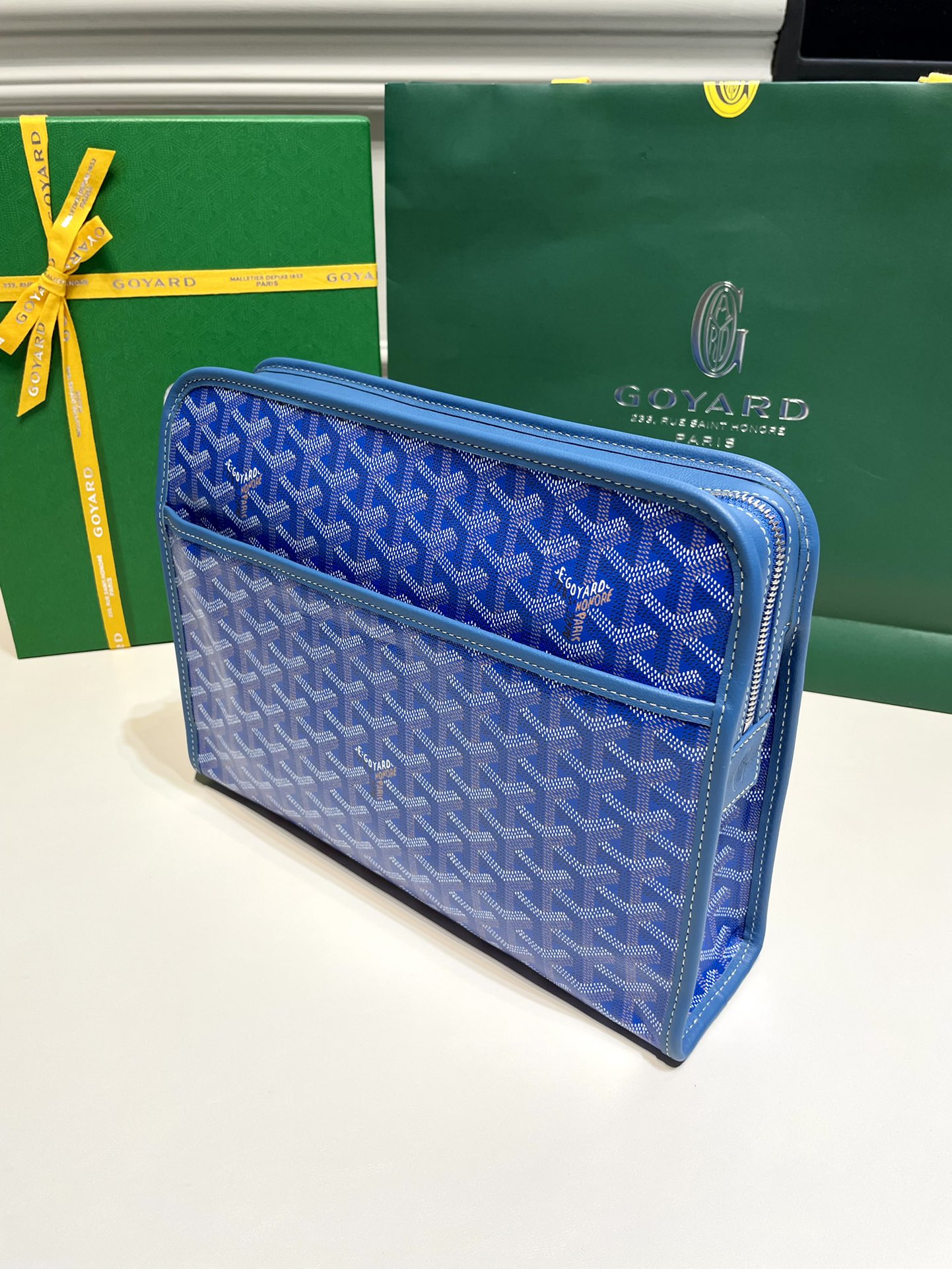 2021 New Style Goyard Jouvence Toiletry Pouch GM Top Quality Copy Sky Blue