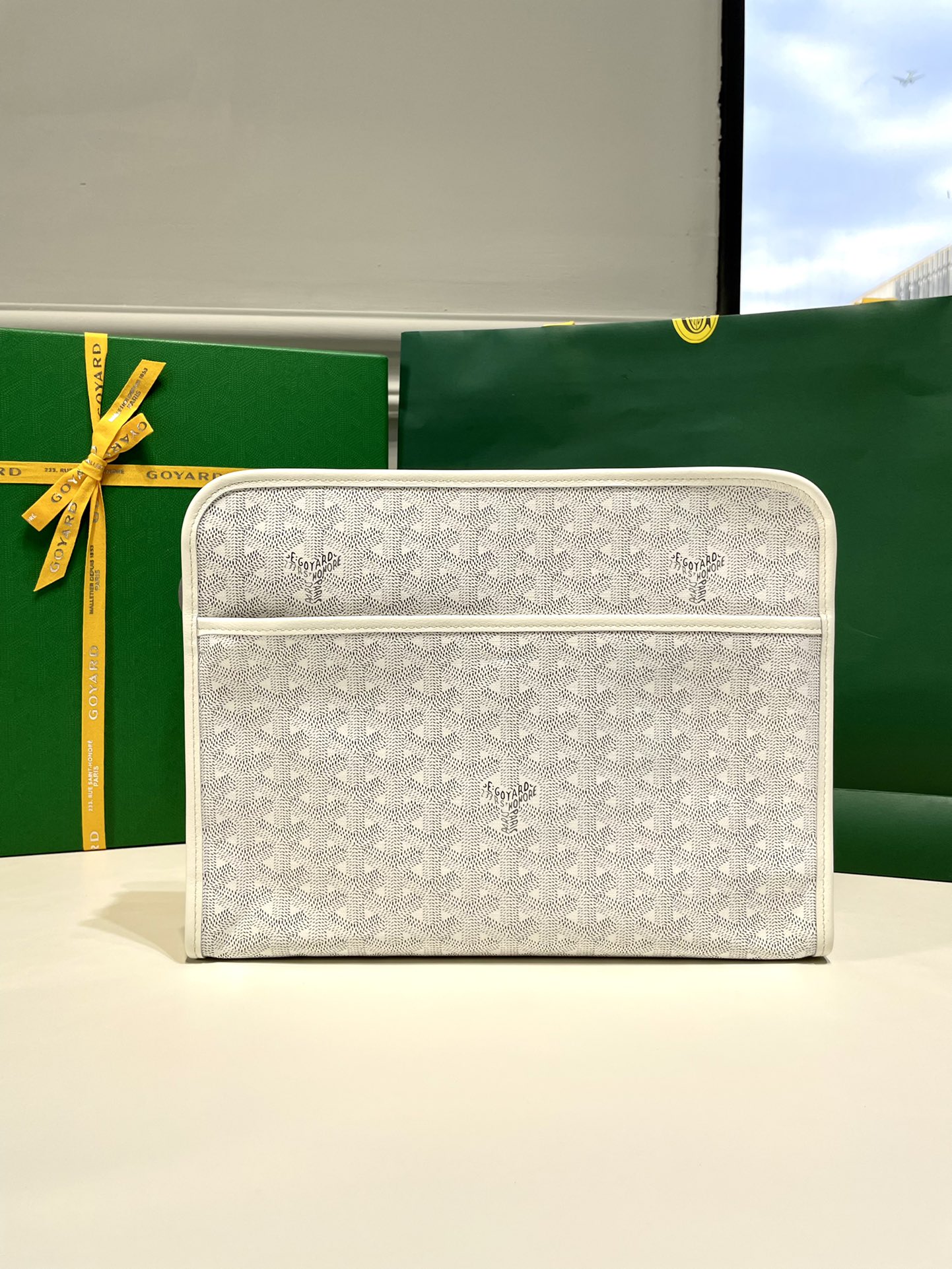 2021 New Style Goyard Jouvence Toiletry Pouch GM Top Quality Copy Sky White