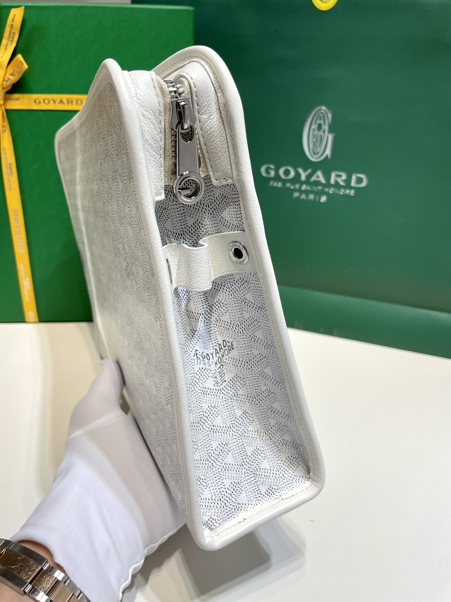 2021 New Style Goyard Jouvence Toiletry Pouch GM Top Quality Copy Sky White