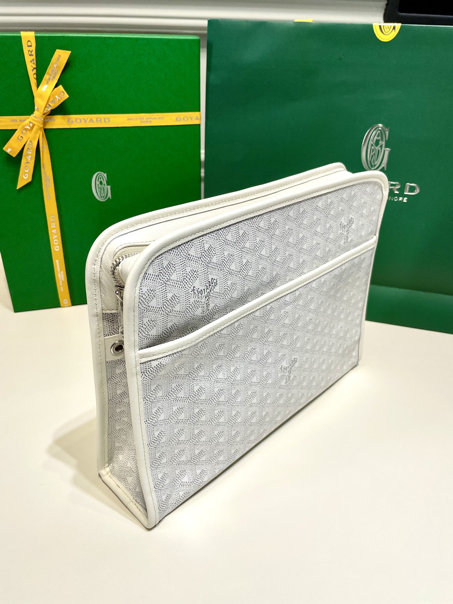 2021 New Style Goyard Jouvence Toiletry Pouch GM Top Quality Copy Sky White