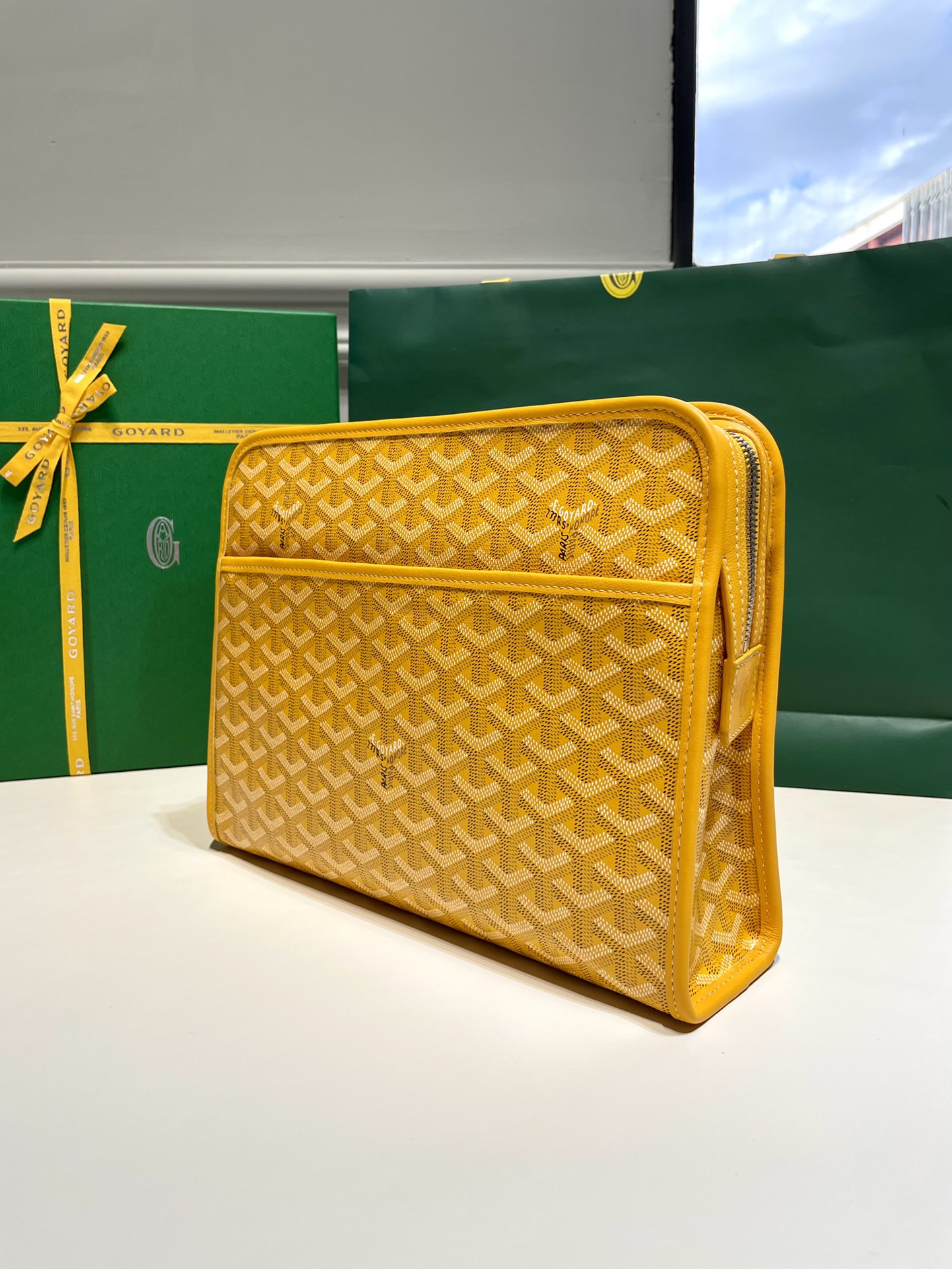 2021 New Style Goyard Jouvence Toiletry Pouch GM Top Quality Copy Sky Yellow