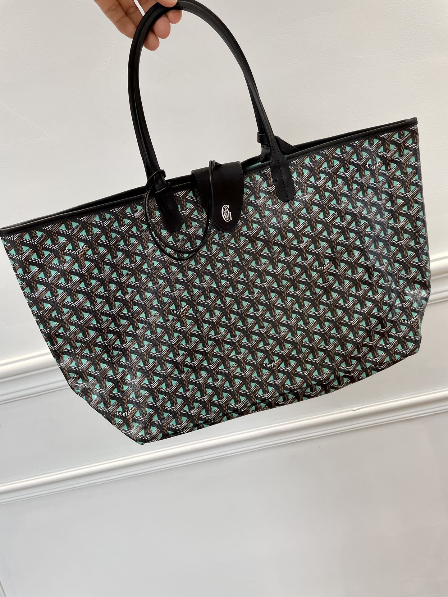 2021 Pre-fall New Style Goyard Saint Louis Claire Voie GM Black with Aqua Green Original Copy