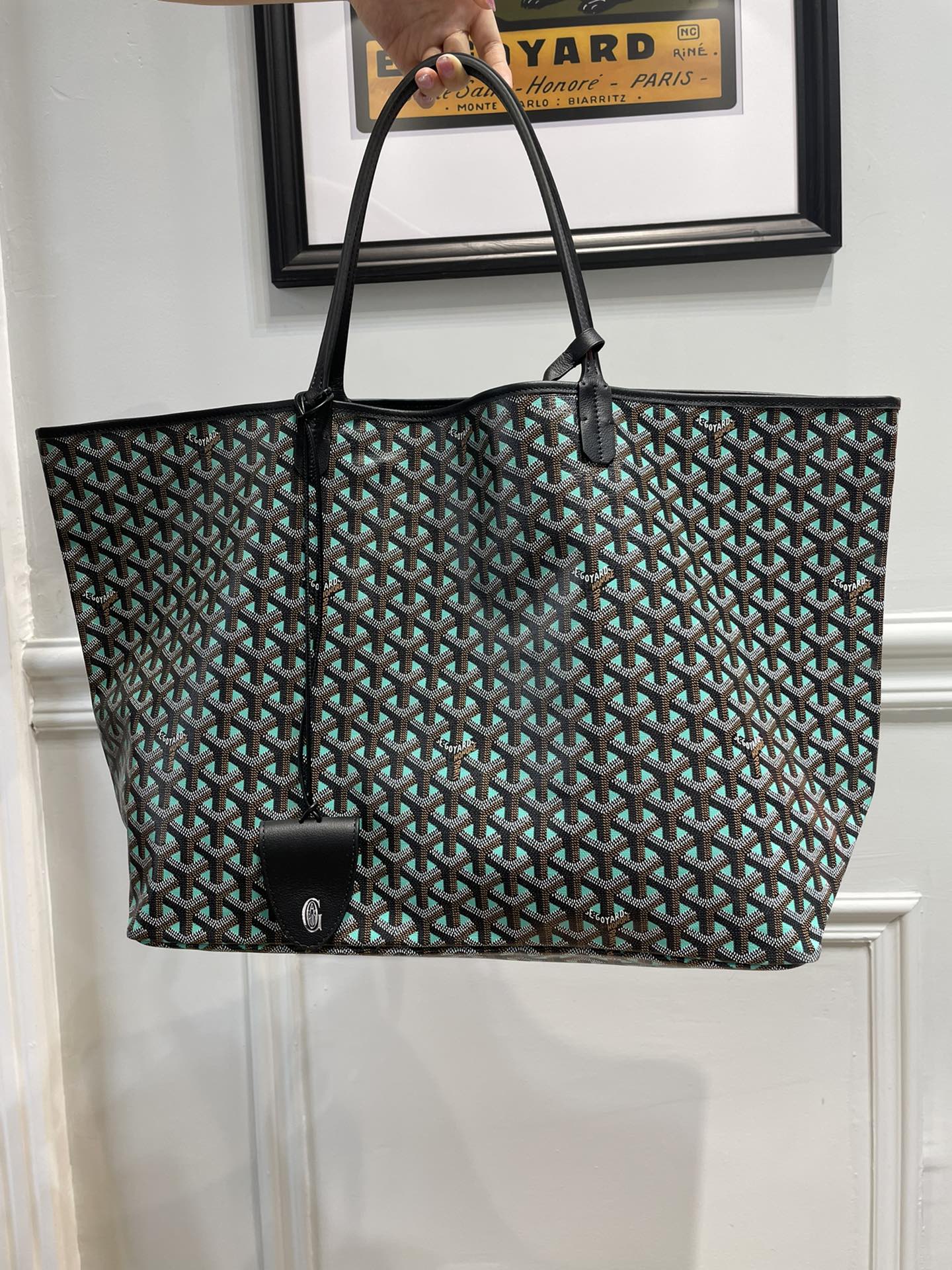 2021 Pre-fall New Style Goyard Saint Louis Claire Voie GM Black with Aqua Green Original Copy