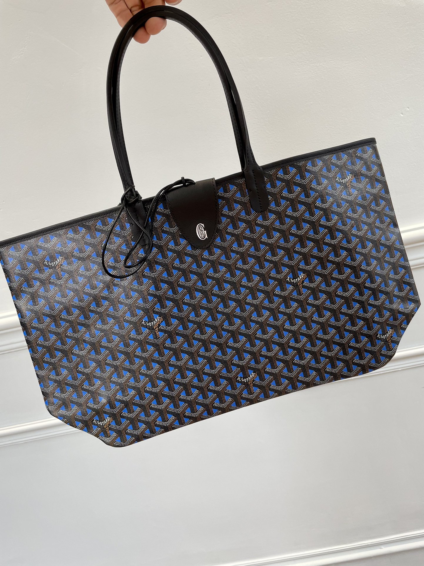 2021 Pre-fall New Style Goyard Saint Louis Claire Voie GM Black with Blue Original Copy