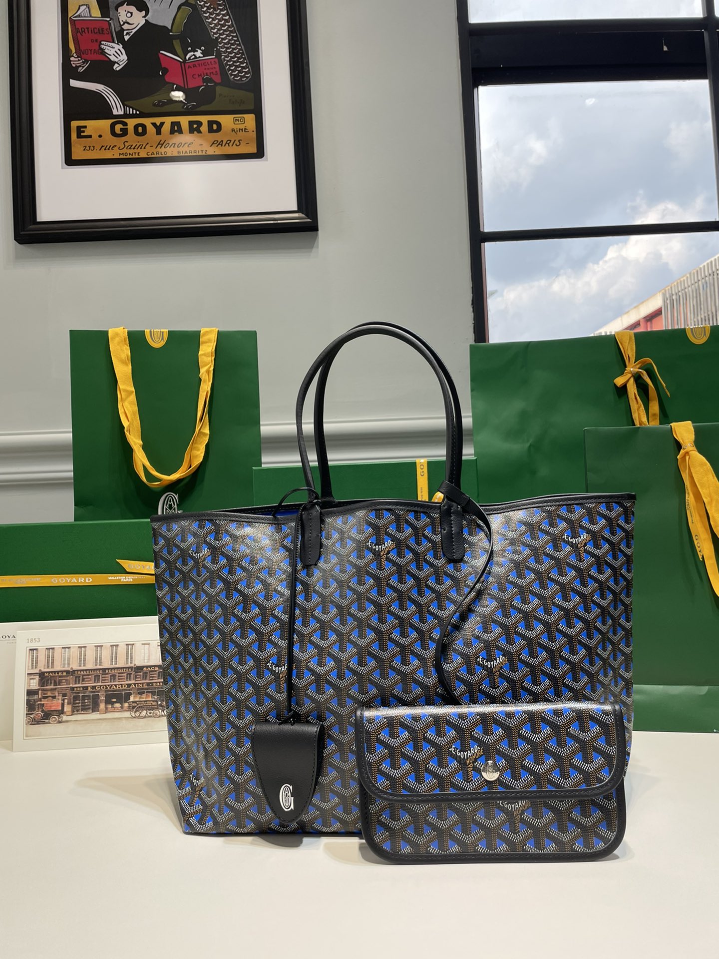 2021 Pre-fall New Style Goyard Saint Louis Claire Voie GM Black with Blue Original Copy