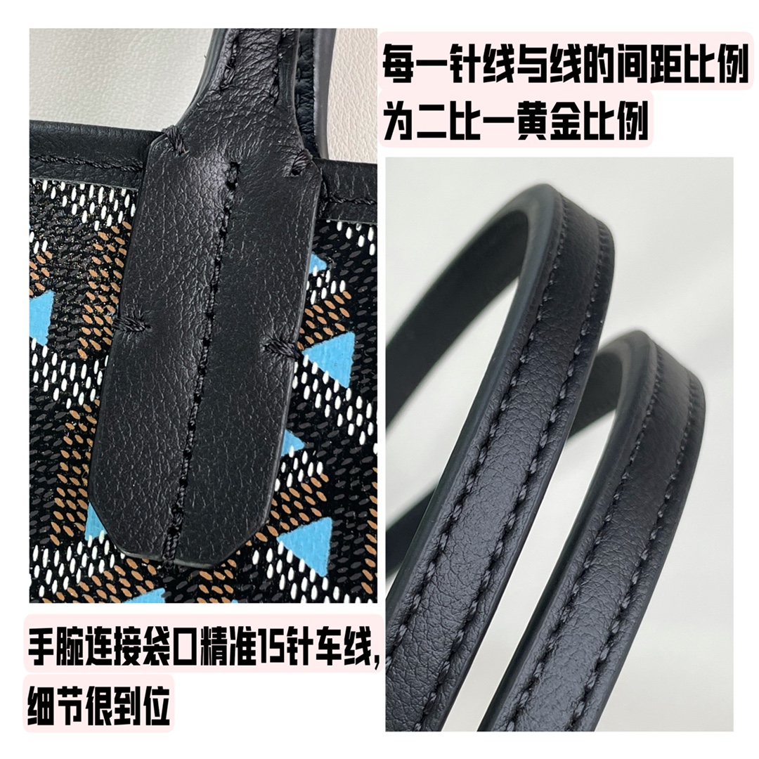 2021 Pre-fall New Style Goyard Saint Louis Claire Voie GM Black with Lake Blue Original Copy