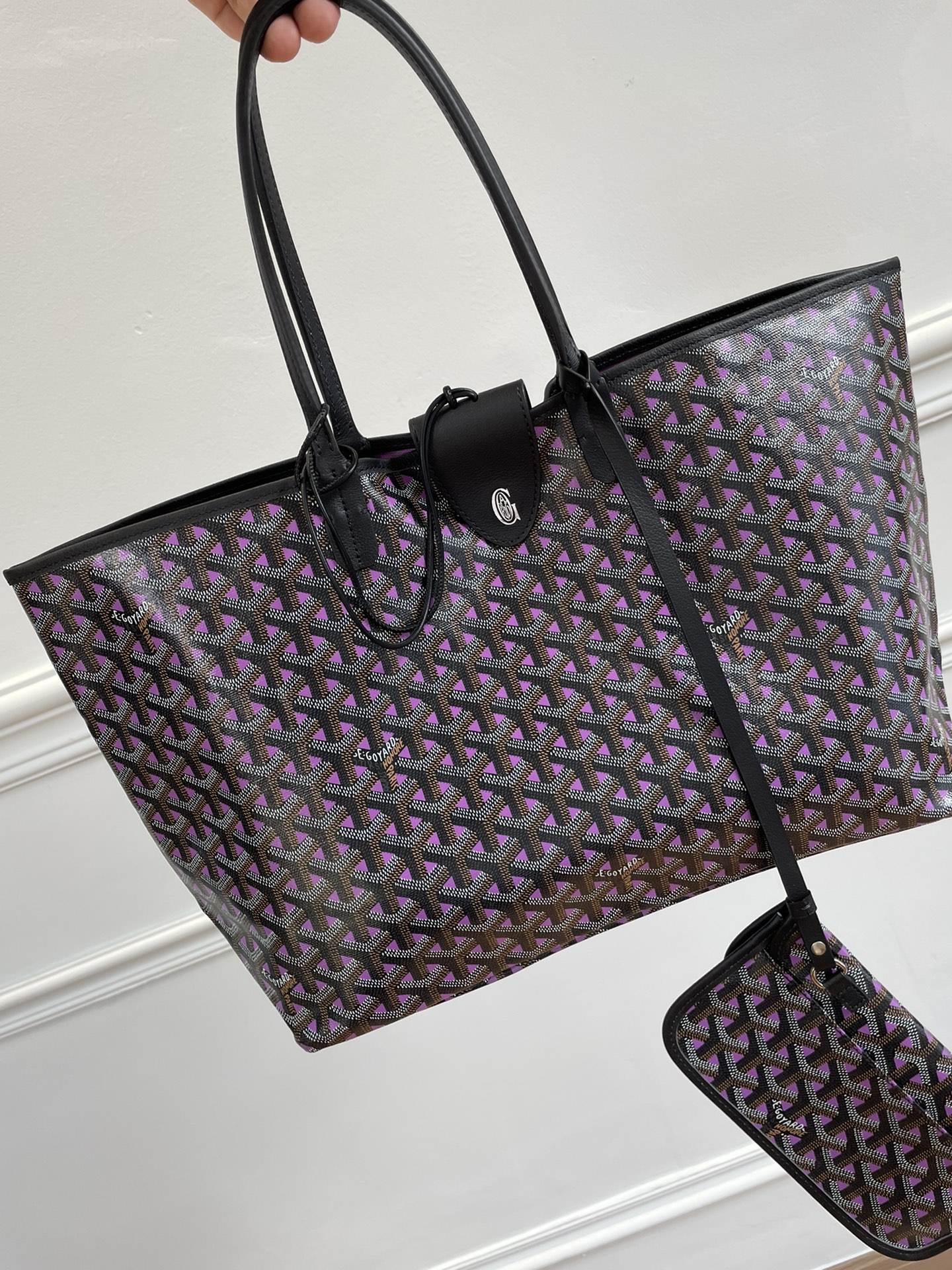 2021 Pre-fall New Style Goyard Saint Louis Claire Voie GM Black with Purple Original Copy