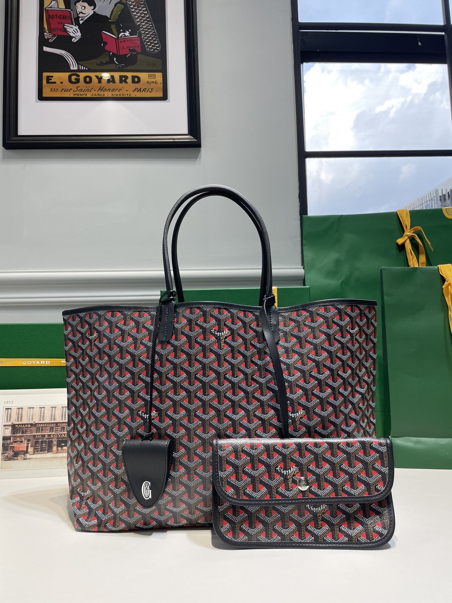 2021 Pre-fall New Style Goyard Saint Louis Claire Voie GM Black with Red Original Copy