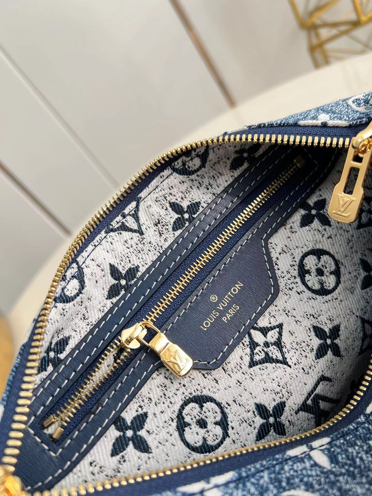 2022 Louis Vuitton Speedy Bandouliere 25 Denim Jacquard Textile Navy Blue M59609