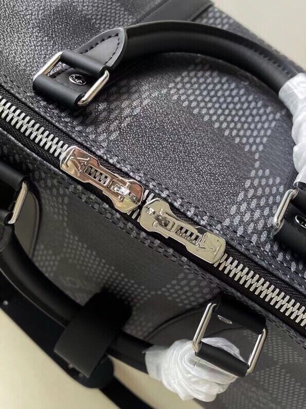 2022 NEW Copy Louis Vuitton Keepall Bandouliere 50 Black Cowhide-Leather Trim N50016