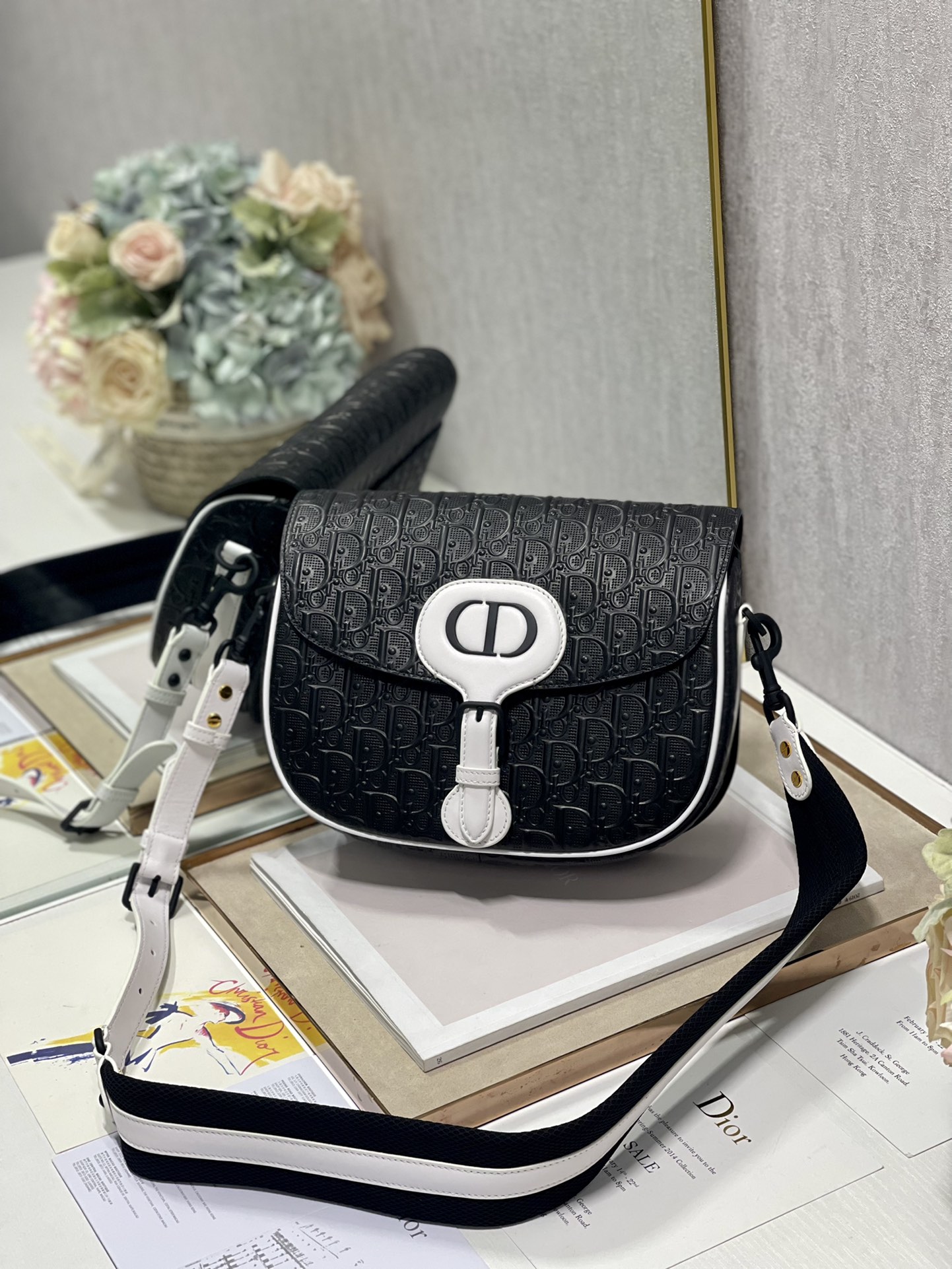 2022 New Dior Large Bobby Bag Black Calfskin