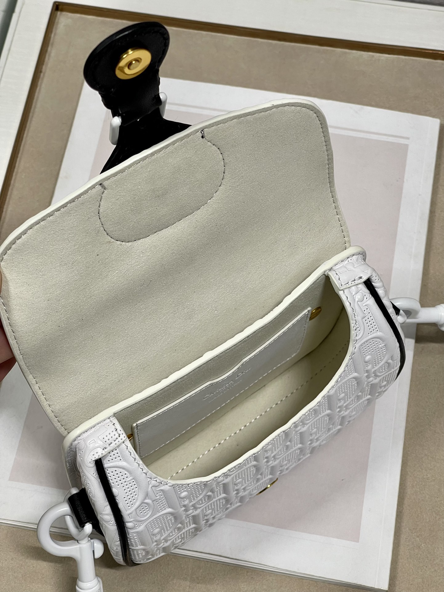 2022 New Dior Small 19cm Bobby Bag White Calfskin