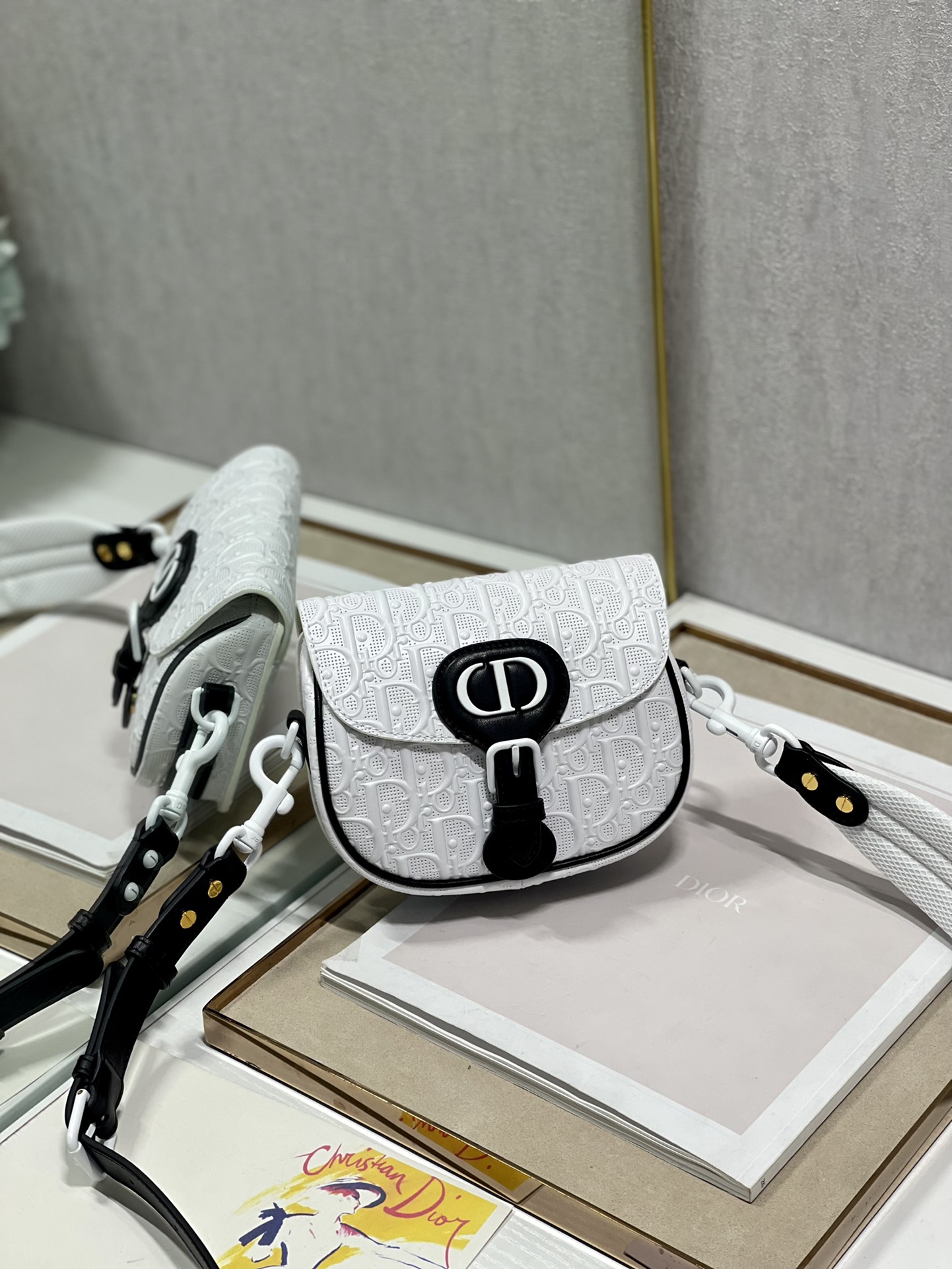 2022 New Dior Small 19cm Bobby Bag White Calfskin