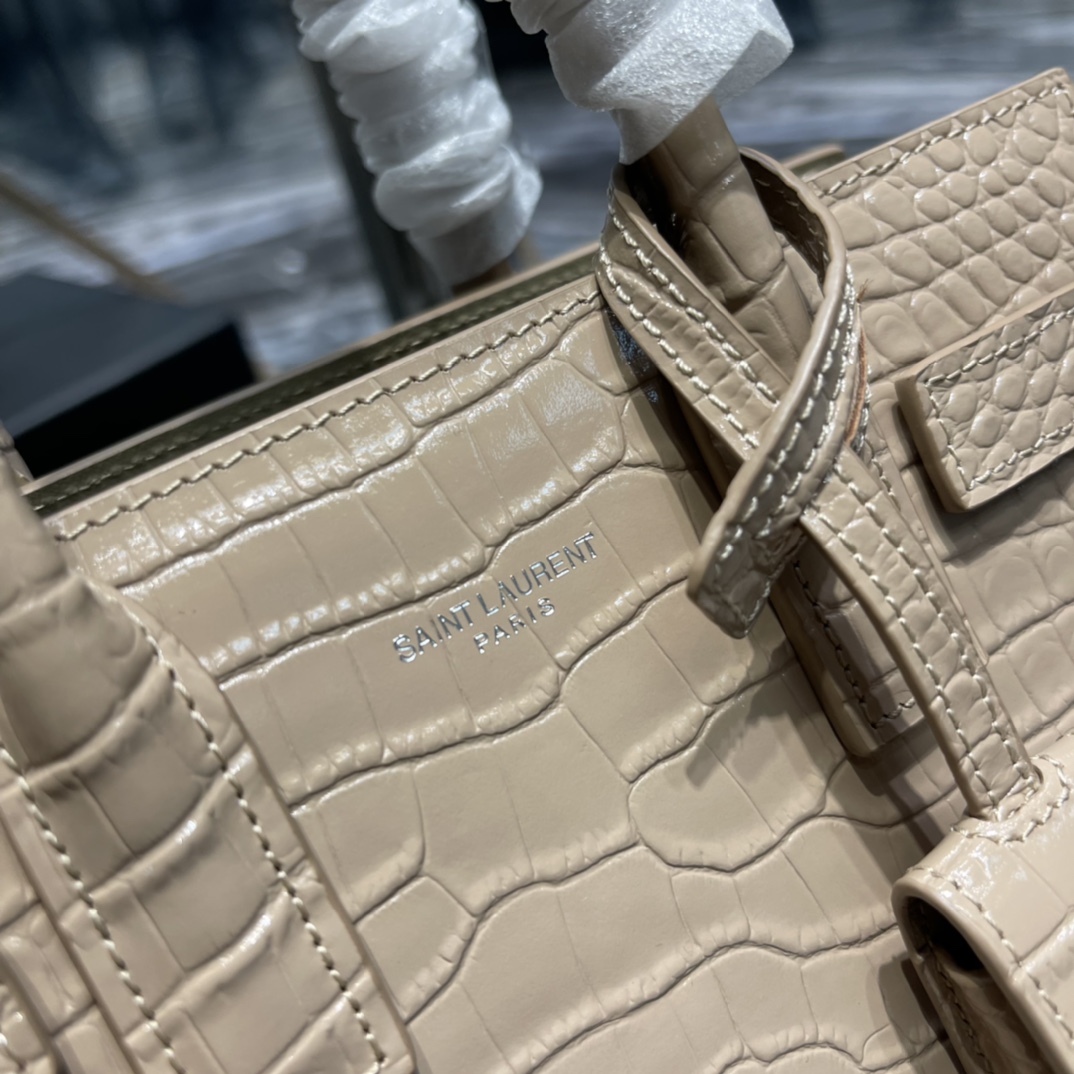 2022 New Saint Laurent 22cm Classics Sac de jour Nano in Embossed Crocodile Shiny Leather Price Online Replica