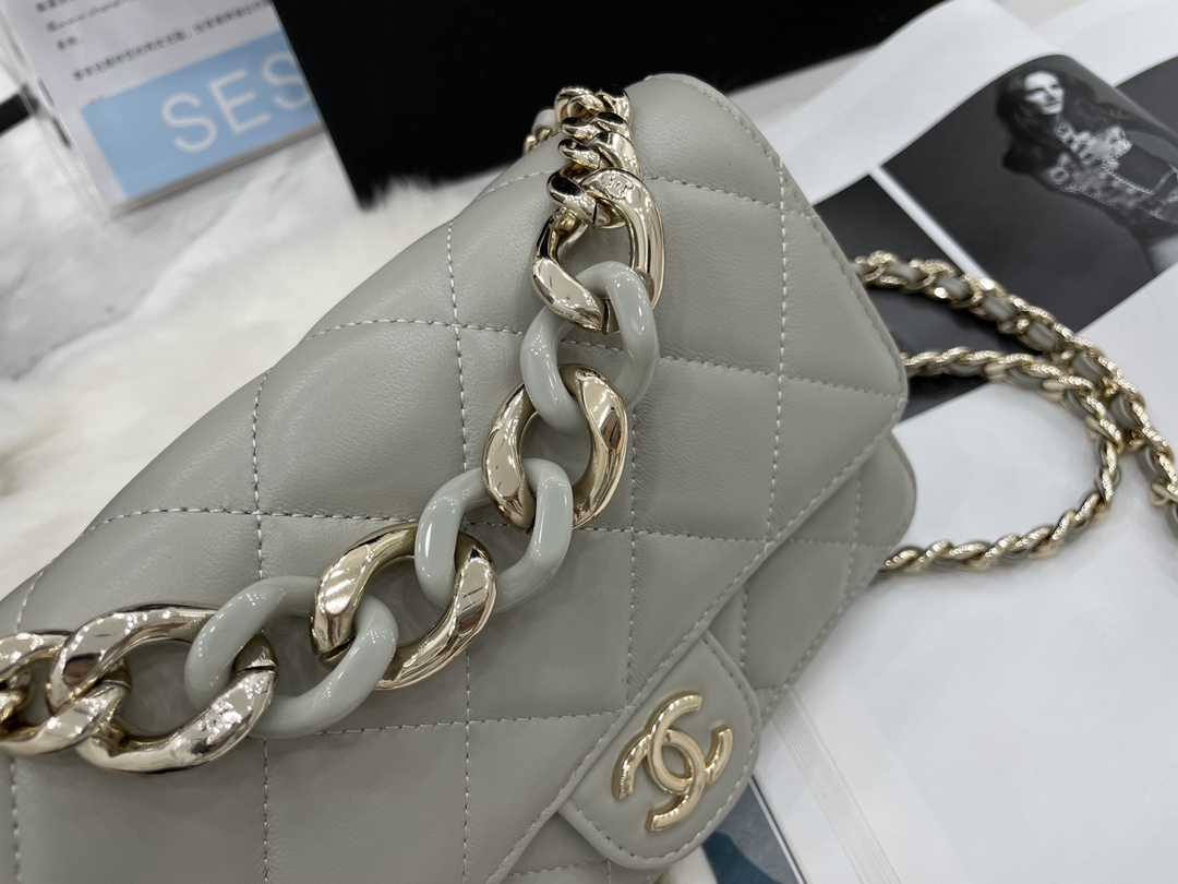 2022 New Style Chanel Wallet On Chain Lambskin Plexi Gold-Tone Metal Gray AP2377 For Girls Online 