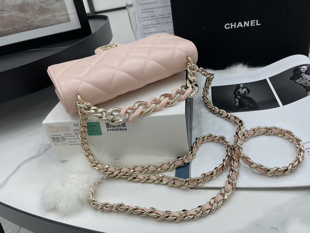 2022 New Style Chanel Wallet On Chain Lambskin Plexi Gold-Tone Metal Pink AP2377 For Girls Online 