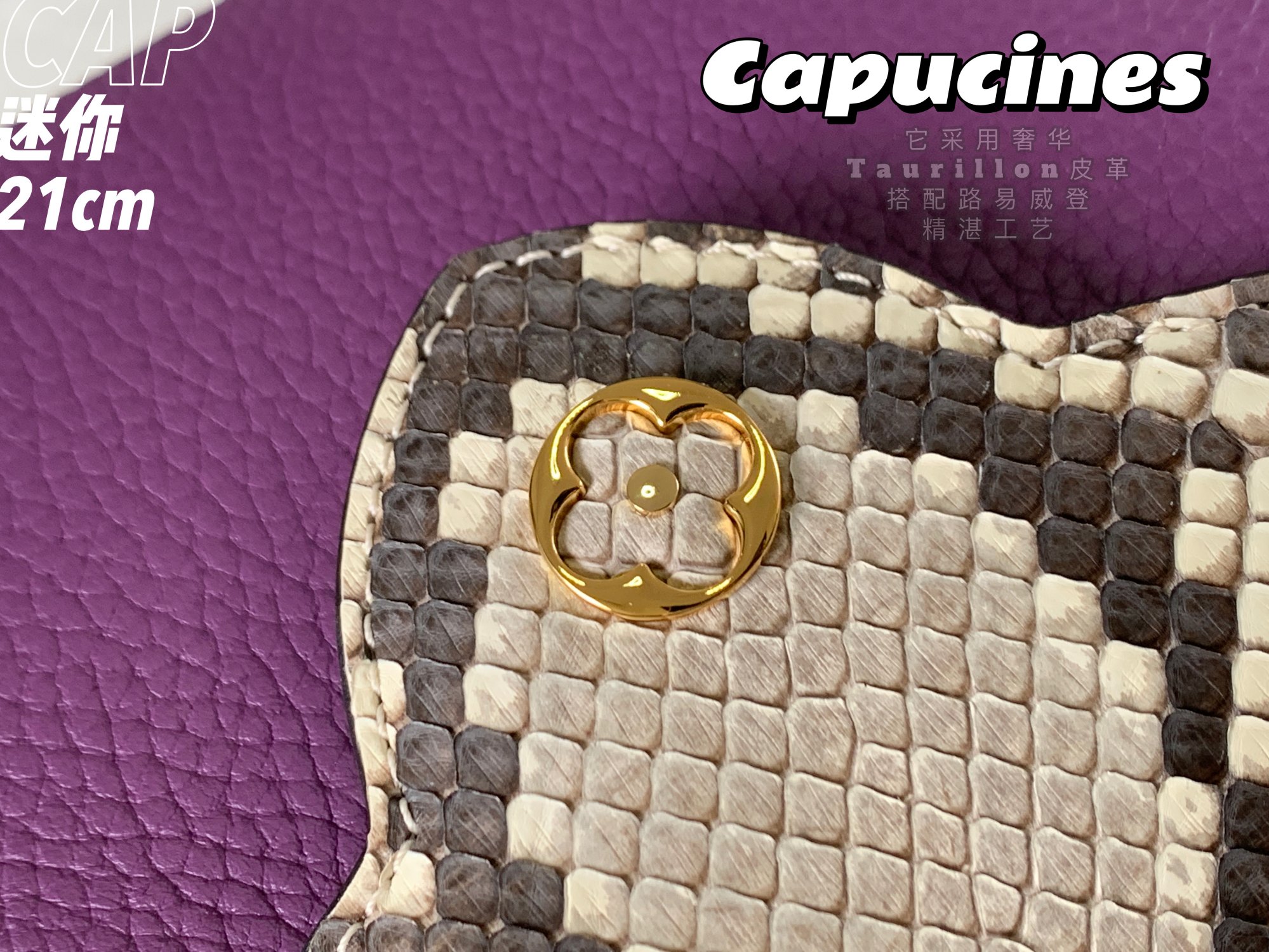 2022 New Style Louis Vuitton Capucines 21cm Purple Taurillon Leather With Python