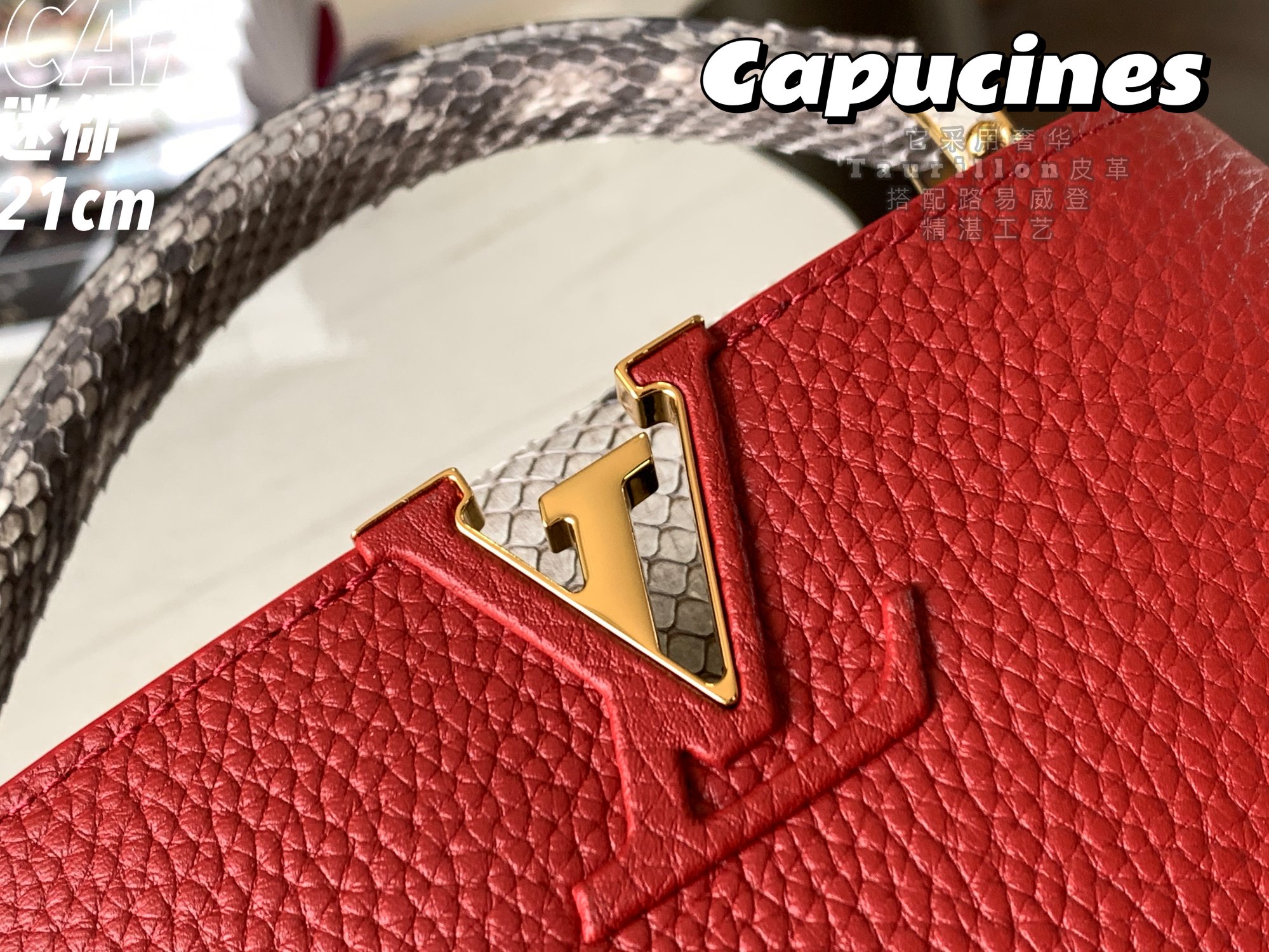 2022 New Style Louis Vuitton Capucines 21cm Red Taurillon Leather With Python