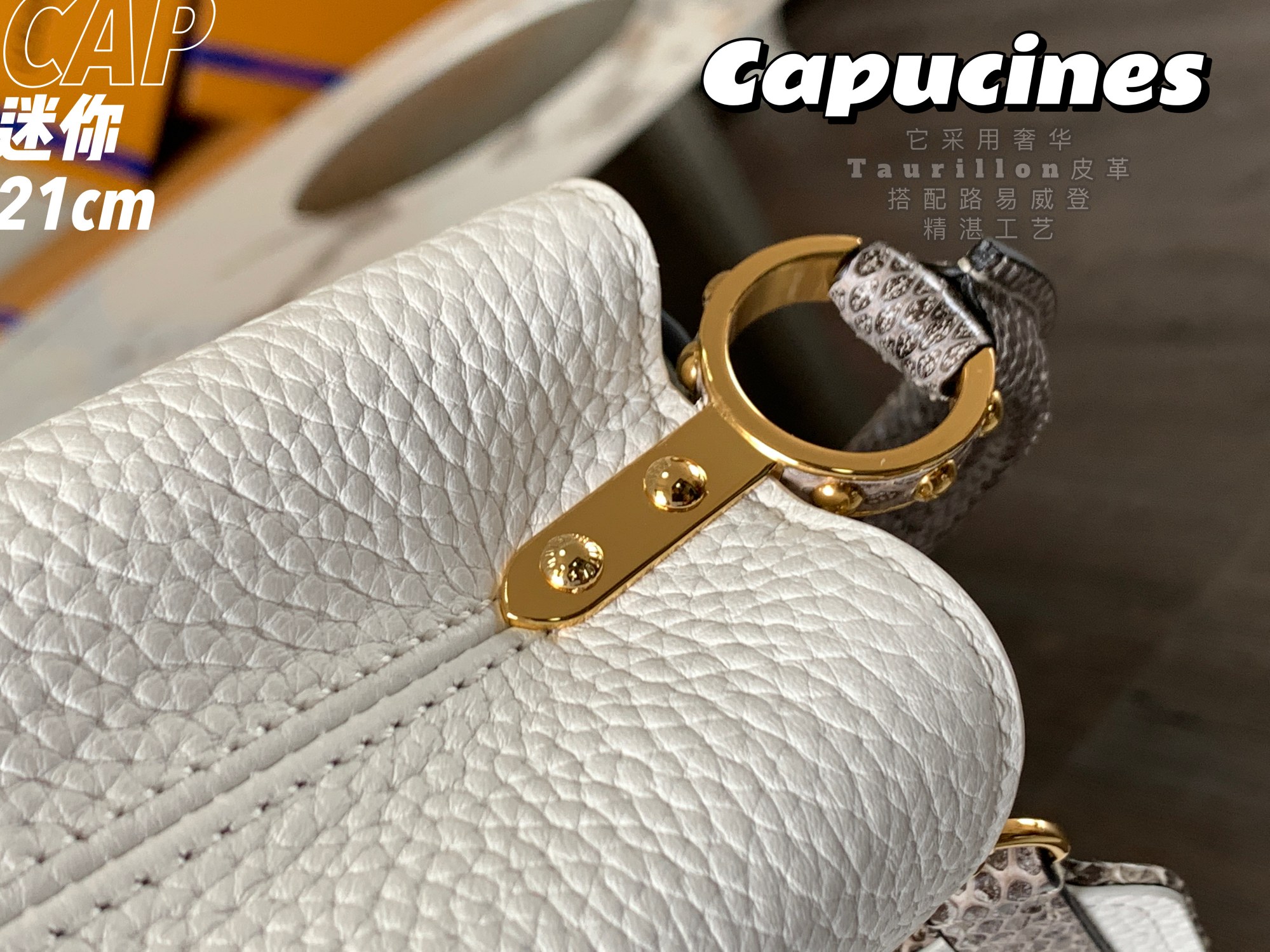 2022 New Style Louis Vuitton Capucines 21cm White Taurillon Leather With White Python