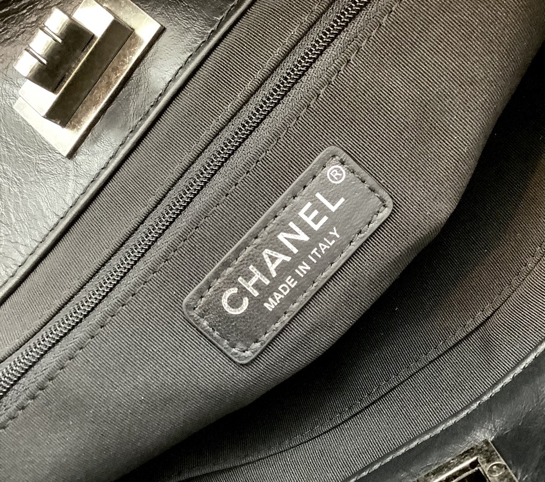 2022 Replica Chanel Ohanel Vintag Shopping Bag Black Lambskin High End