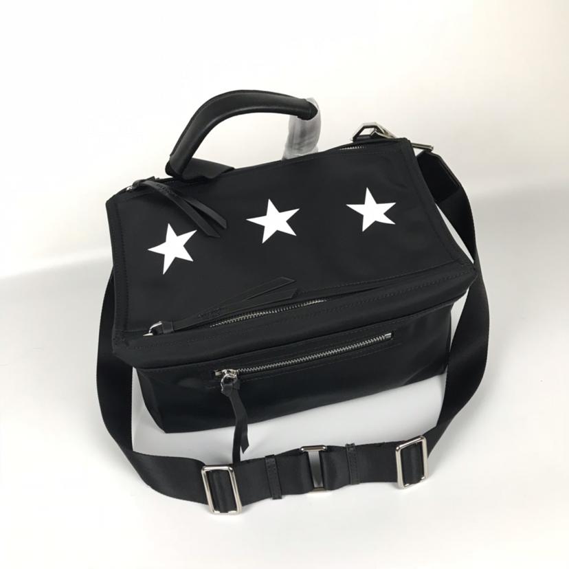 AAA Givenchy Men Blurred 3 Stars Pandora Messenger Bag Black Nylon