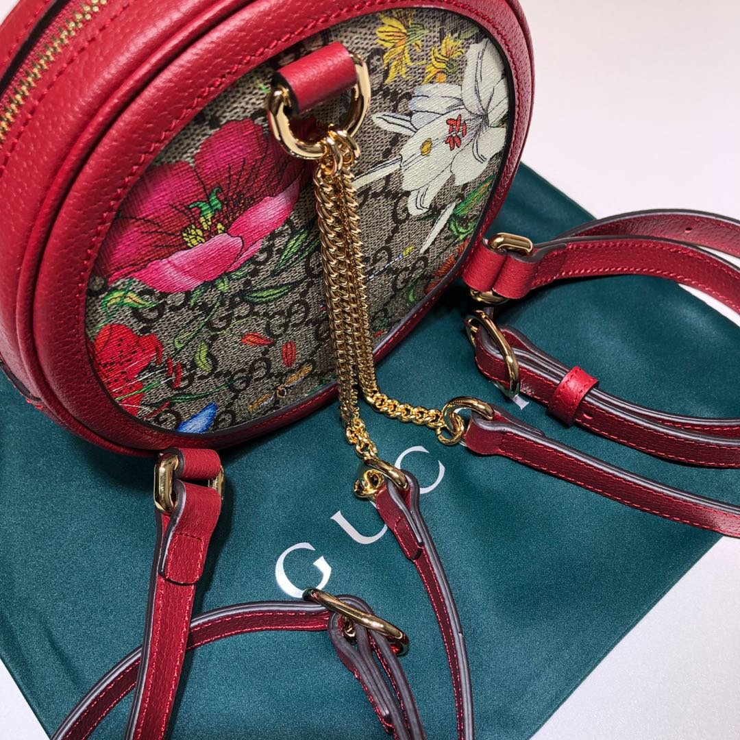 AAA Gucci Women 598661 Ophidia GG Flora Mini Backpack Red