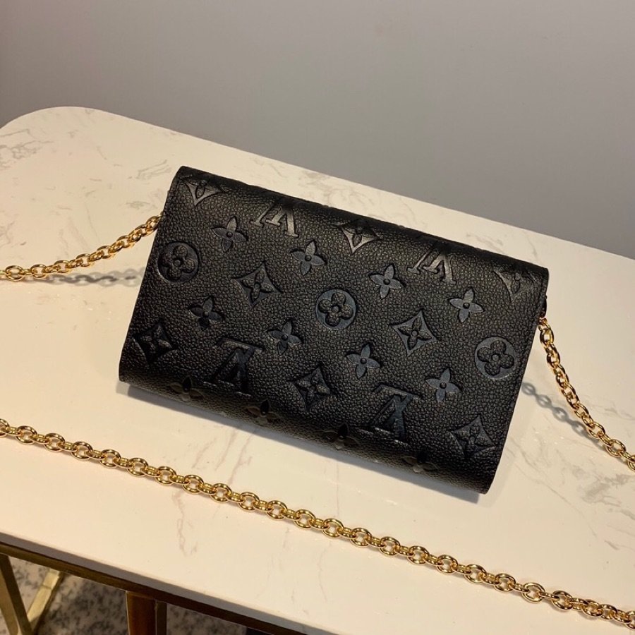 AAA Louis Vuitton M63399 Vavin Chain Wallet in Soft Monogram Empreinte Leather Black 