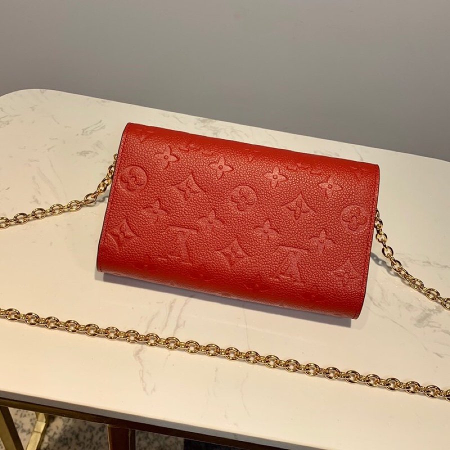 AAA Louis Vuitton M63399 Vavin Chain Wallet in Soft Monogram Empreinte Leather Red