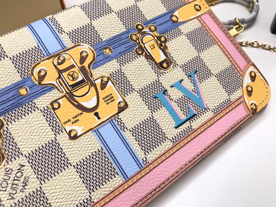 AAA Louis Vuitton N60108 Women Pochette Weekend Wallet Printed Damier Azur Coated Canvas