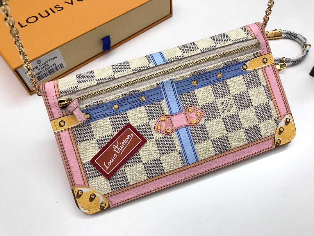 AAA Louis Vuitton N60108 Women Pochette Weekend Wallet Printed Damier Azur Coated Canvas