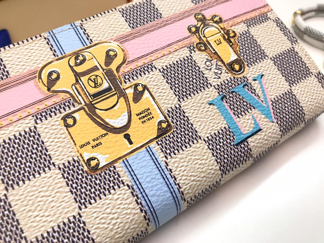 AAA Louis Vuitton N60109 Women Clemence Wallet Printed Damier Azur Coated Canvas