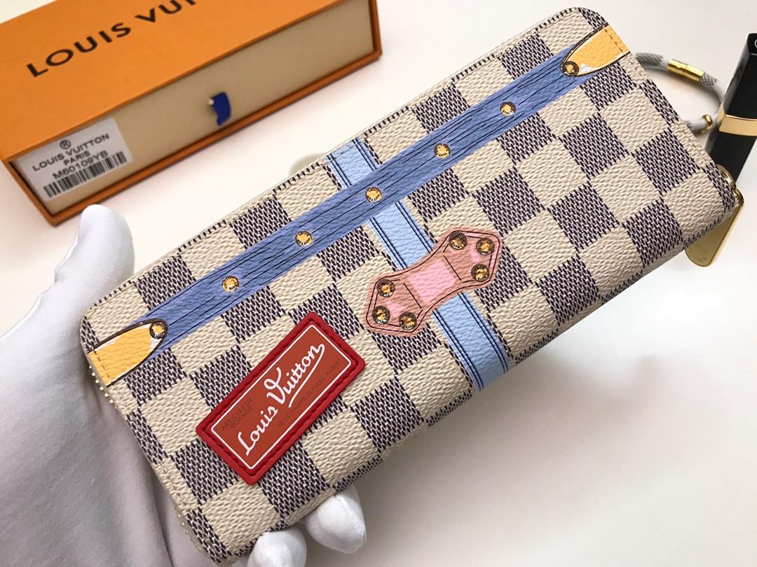 AAA Louis Vuitton N60109 Women Clemence Wallet Printed Damier Azur Coated Canvas