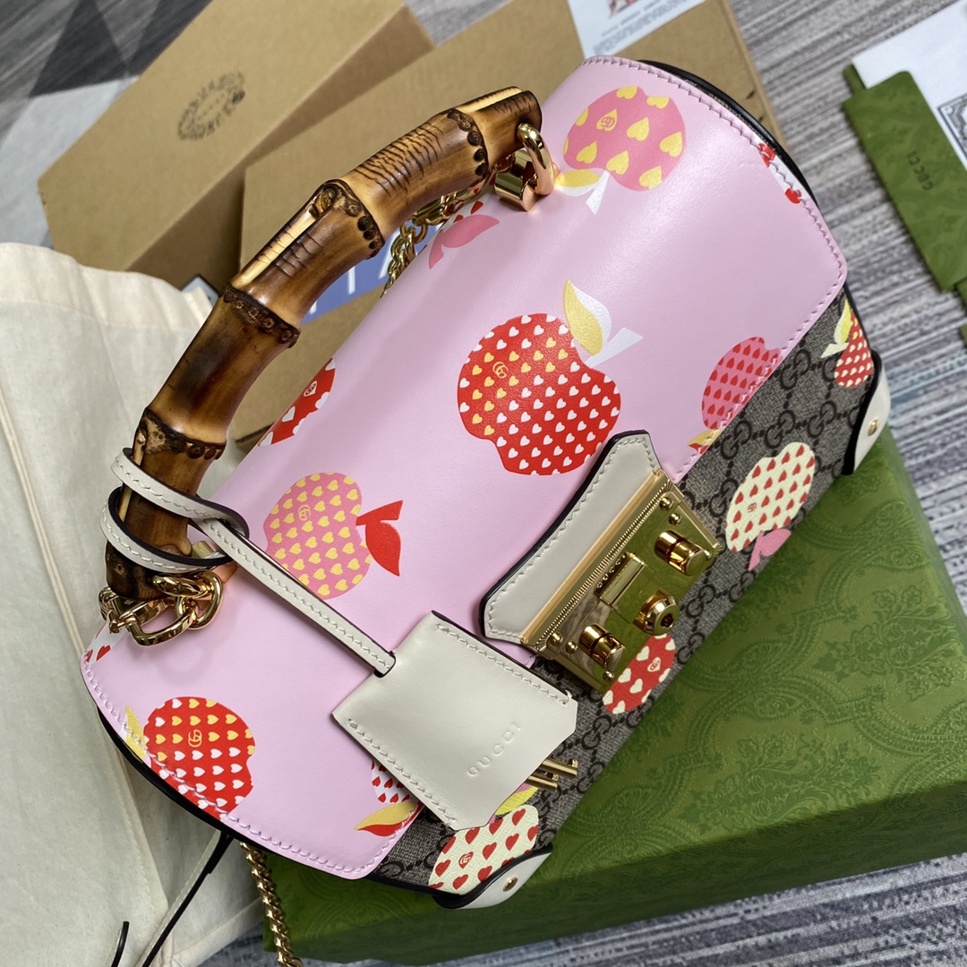 AAA Quality Gucci 603221 Les Pommes Padlock Small Bag Pink