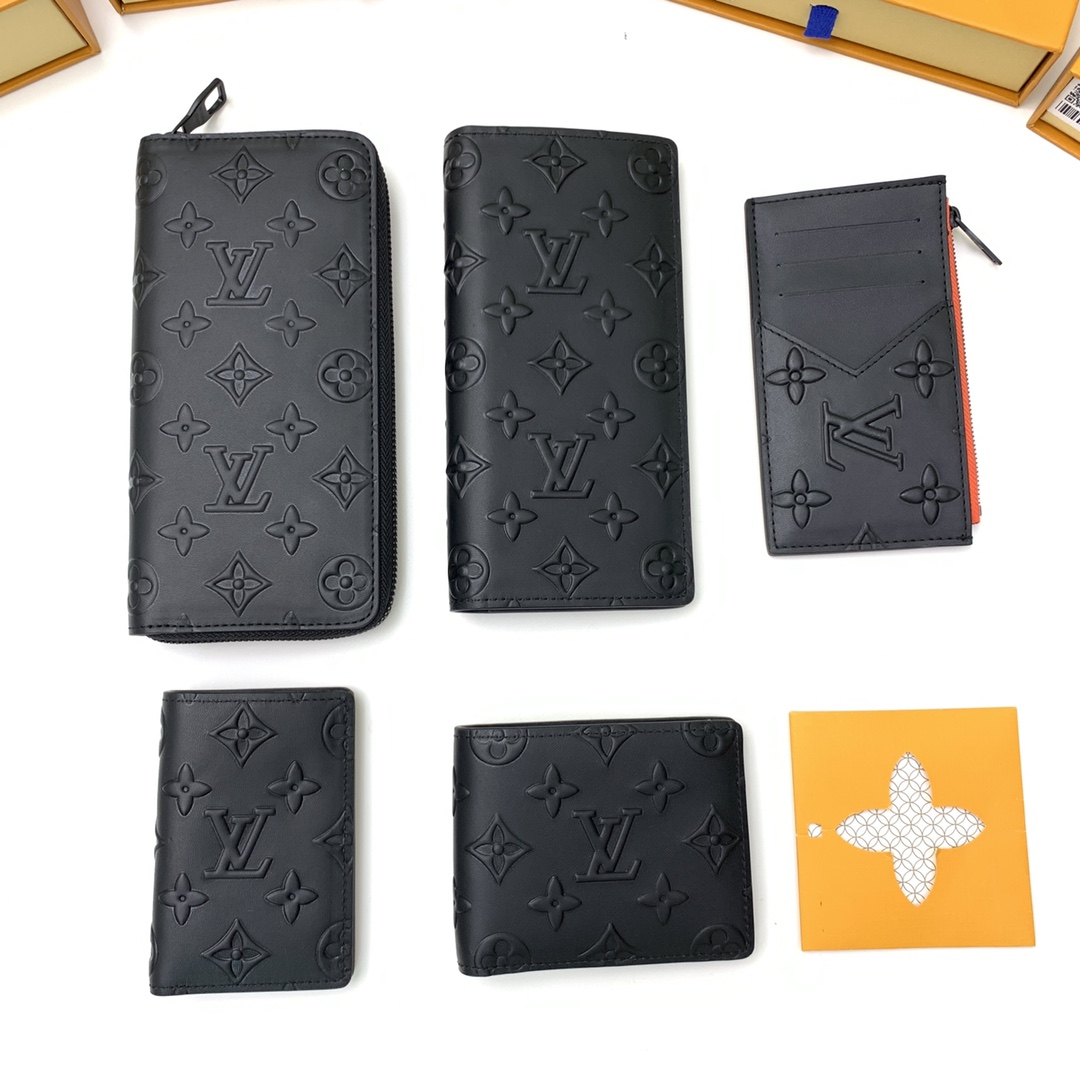 AAA Quality Louis Vuitton Black Monogram Cowhide Leather Coin and Wallet