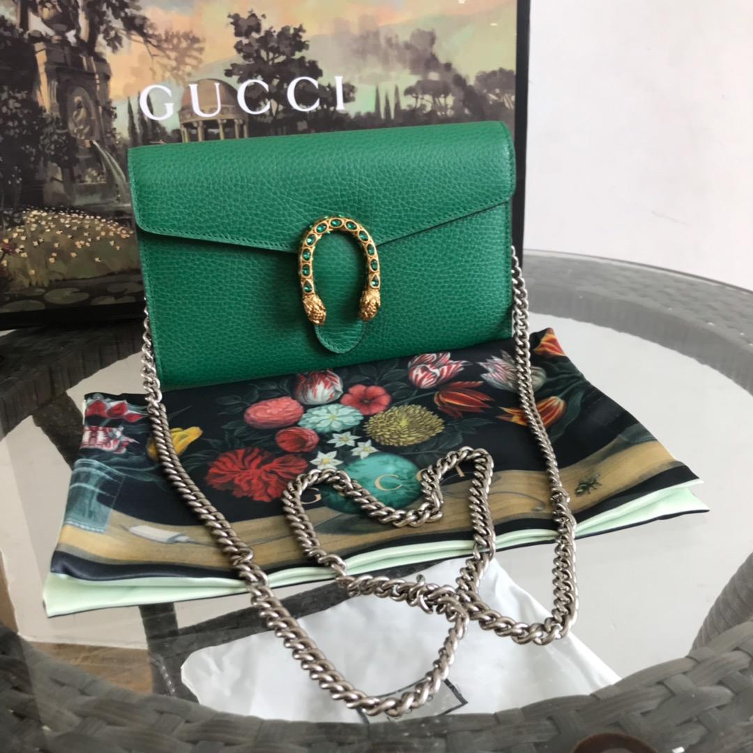 AAA Replica Gucci Dionysus Mini Leather Chain Bag Green 401231