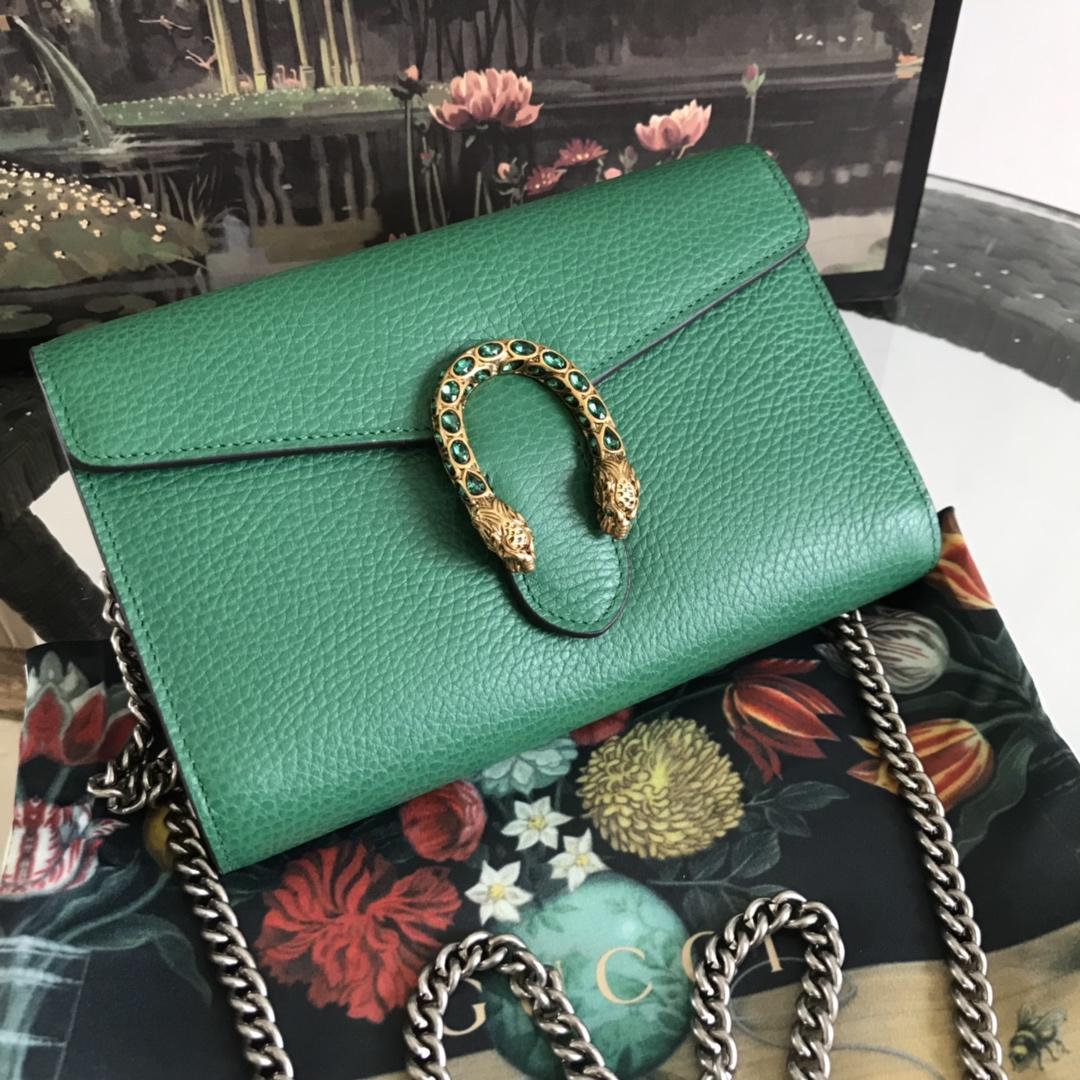 AAA Replica Gucci Dionysus Mini Leather Chain Bag Green 401231