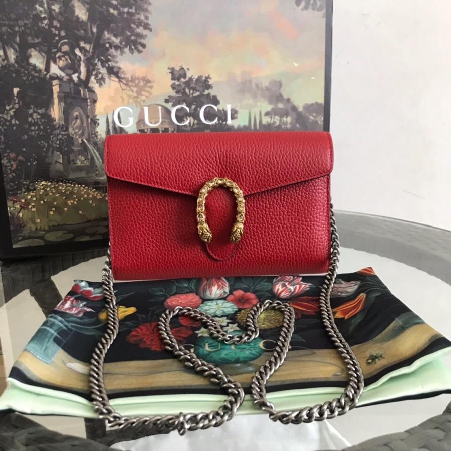 AAA Replica Gucci Dionysus Mini Leather Chain Bag Red 401231