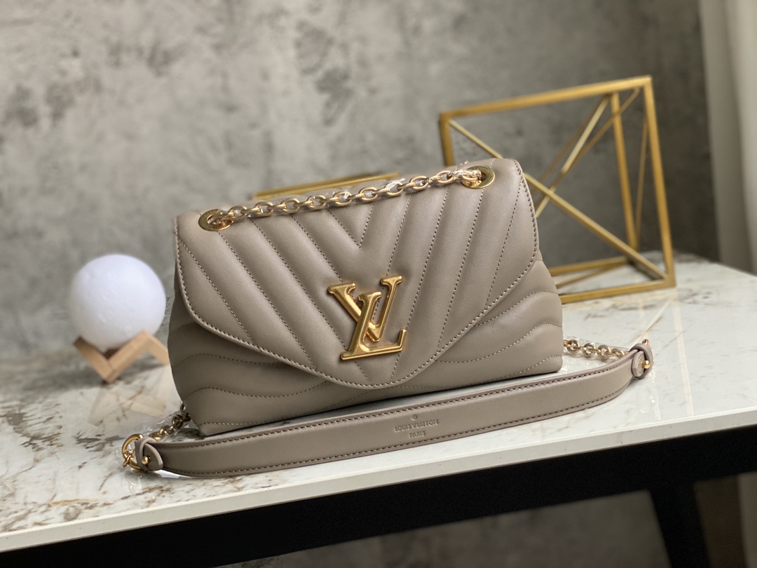 AAA Replica Louis Vuitton M58550 LV New Wave Chain Bag Smooth Cowhide Leather Dark Taupe