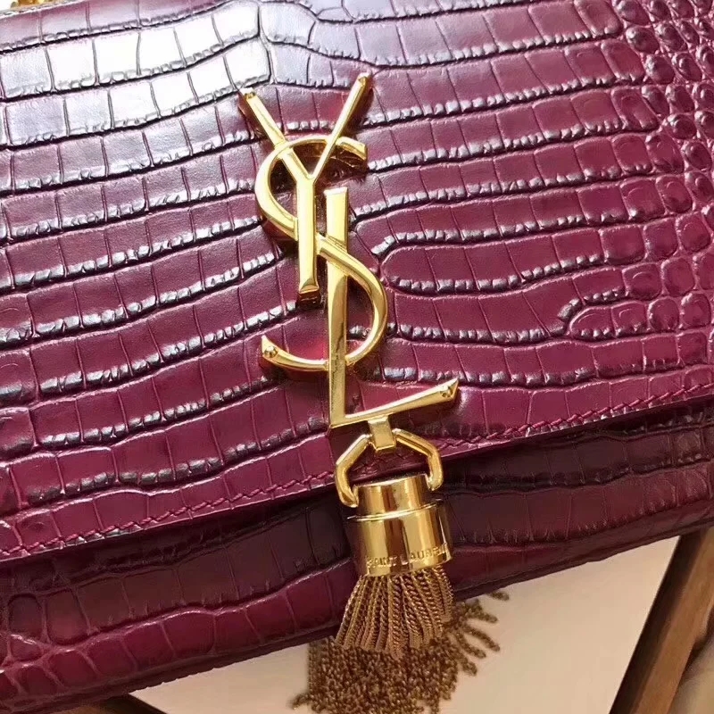 AAA Replica Yves Saint Laurent Kate Medium With Tassel In Embossed Crocodile Shiny Red Leather Gold Metal