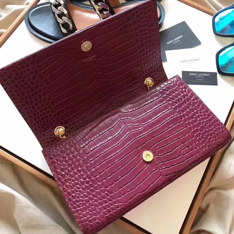 AAA Replica Yves Saint Laurent Kate Medium With Tassel In Embossed Crocodile Shiny Red Leather Gold Metal