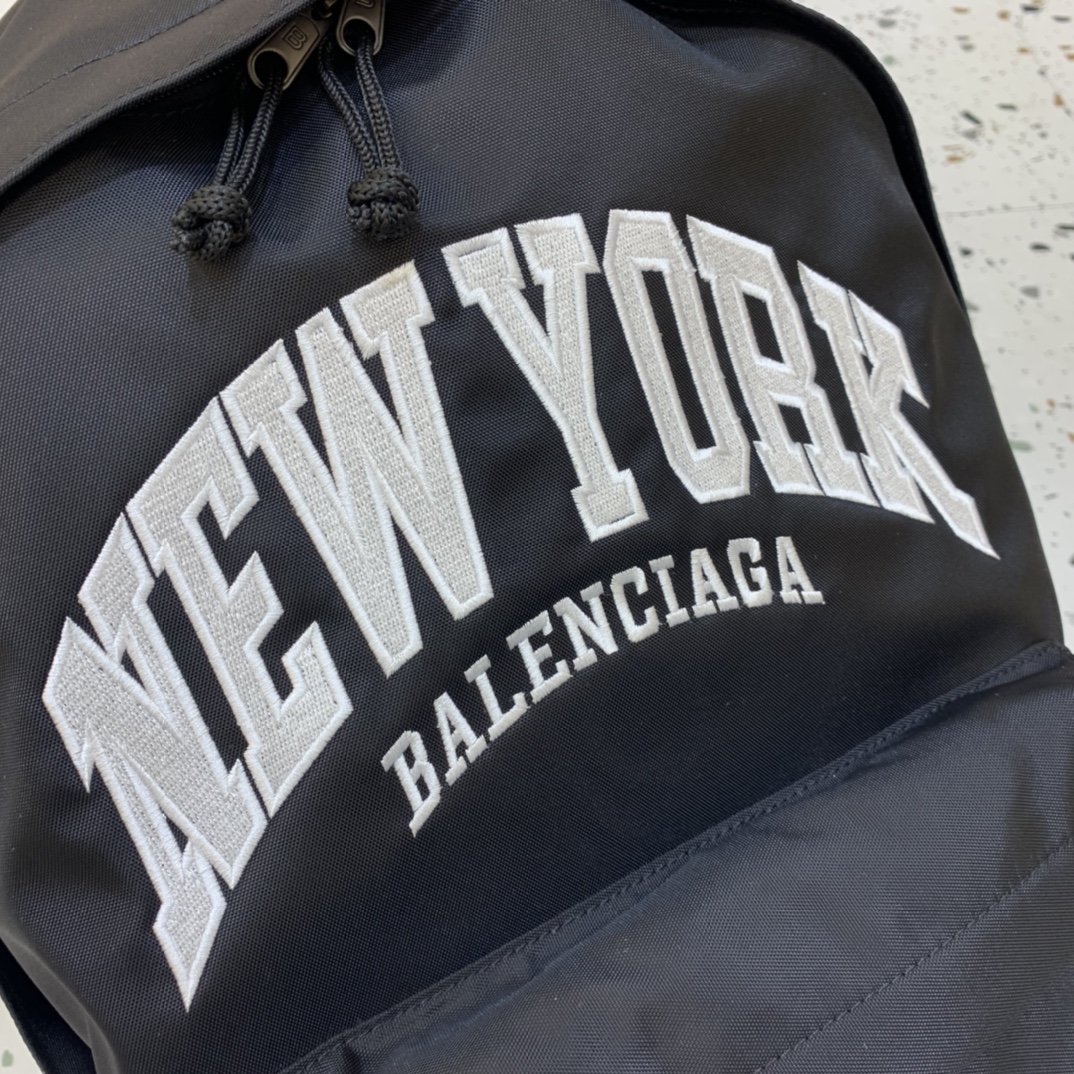 Balenciaga Cities New York Explorer Backpack in Black and White Recycled Nylon