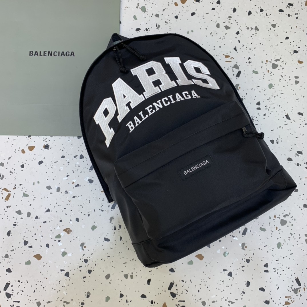 Balenciaga Cities Paris Explorer Backpack in Black and White Recycled Nylon